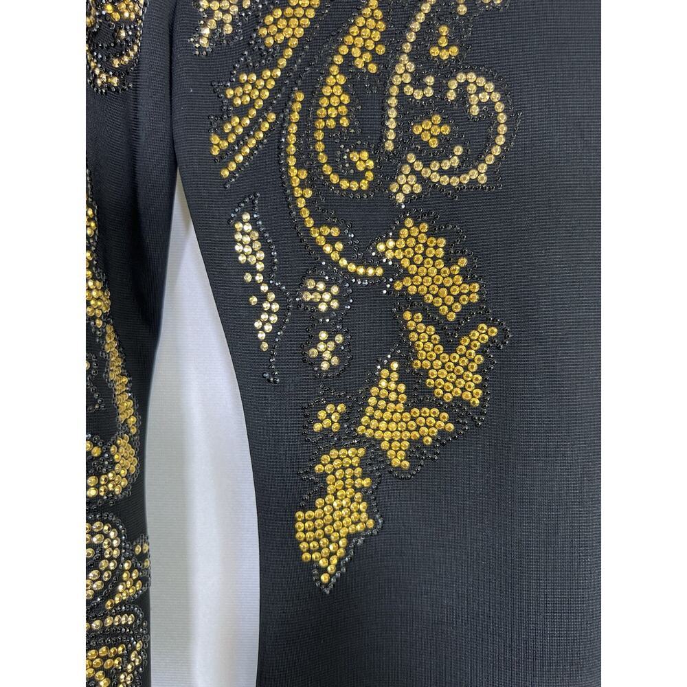 VINTAGE Just Cavalli‎ Dress Gown Black Long Sleeve Gold Embellishment Size S - Picture 6 of 16
